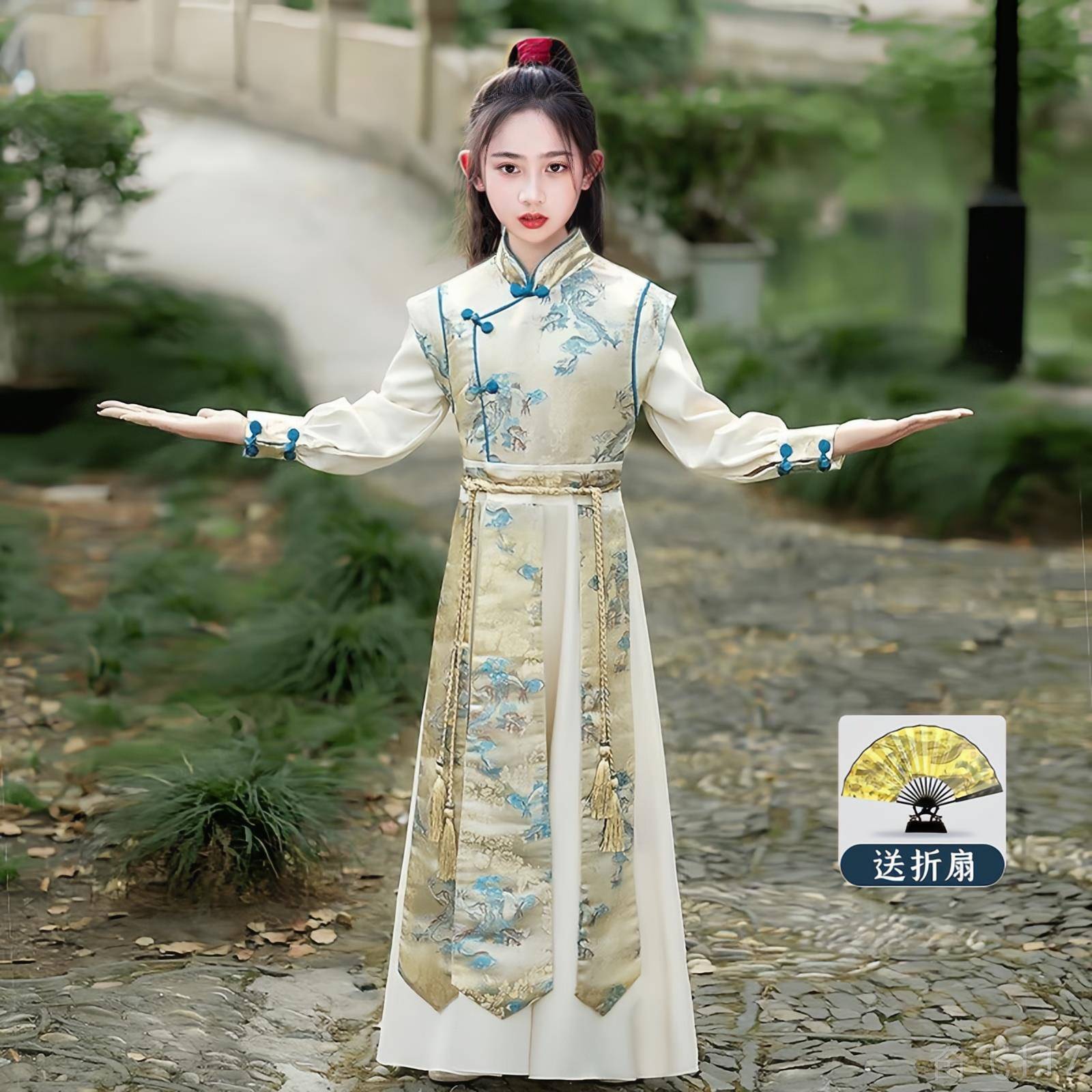 正品儿童汉服秋新款中超国风仙古侠女童汉服侠风古装走演出武服原