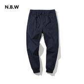 NBW春秋高密水洗棉弹力黑色工装 pants jogger 休闲束脚裤 收脚长裤