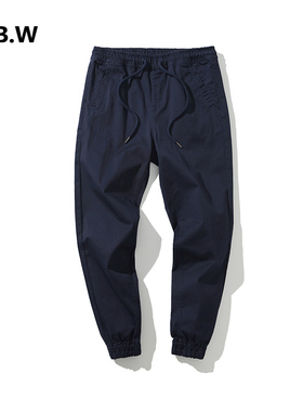 NBW春秋高密水洗棉弹力黑色工装休闲束脚裤收脚长裤jogger pants