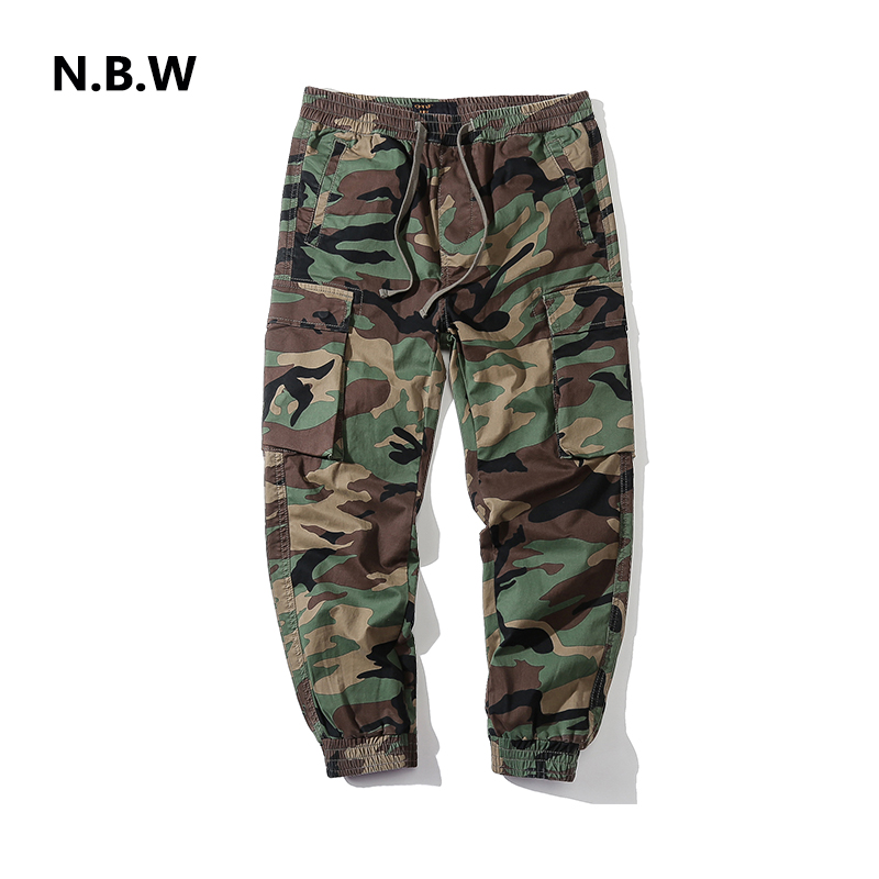 弹力迷彩裤束脚工装裤日系休闲裤