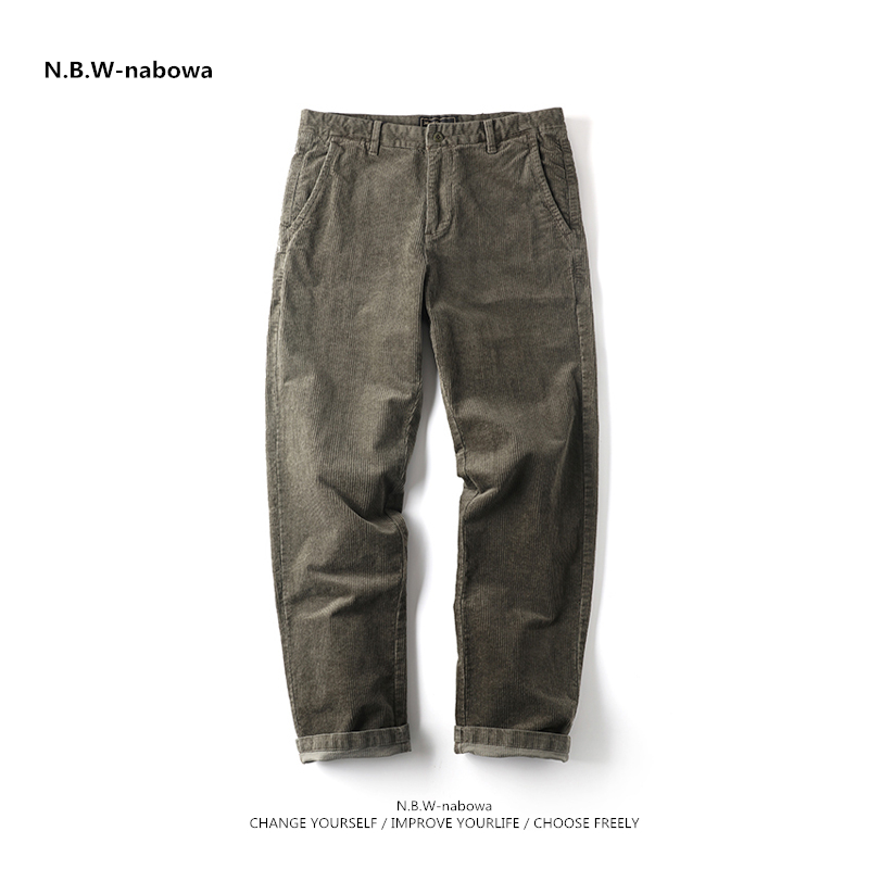 美式休闲灯芯绒直筒宽松条绒裤