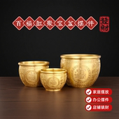 饰 百福缸聚宝盆纯黄铜桌面摆件招财开业家用春节装 一鼎暴富