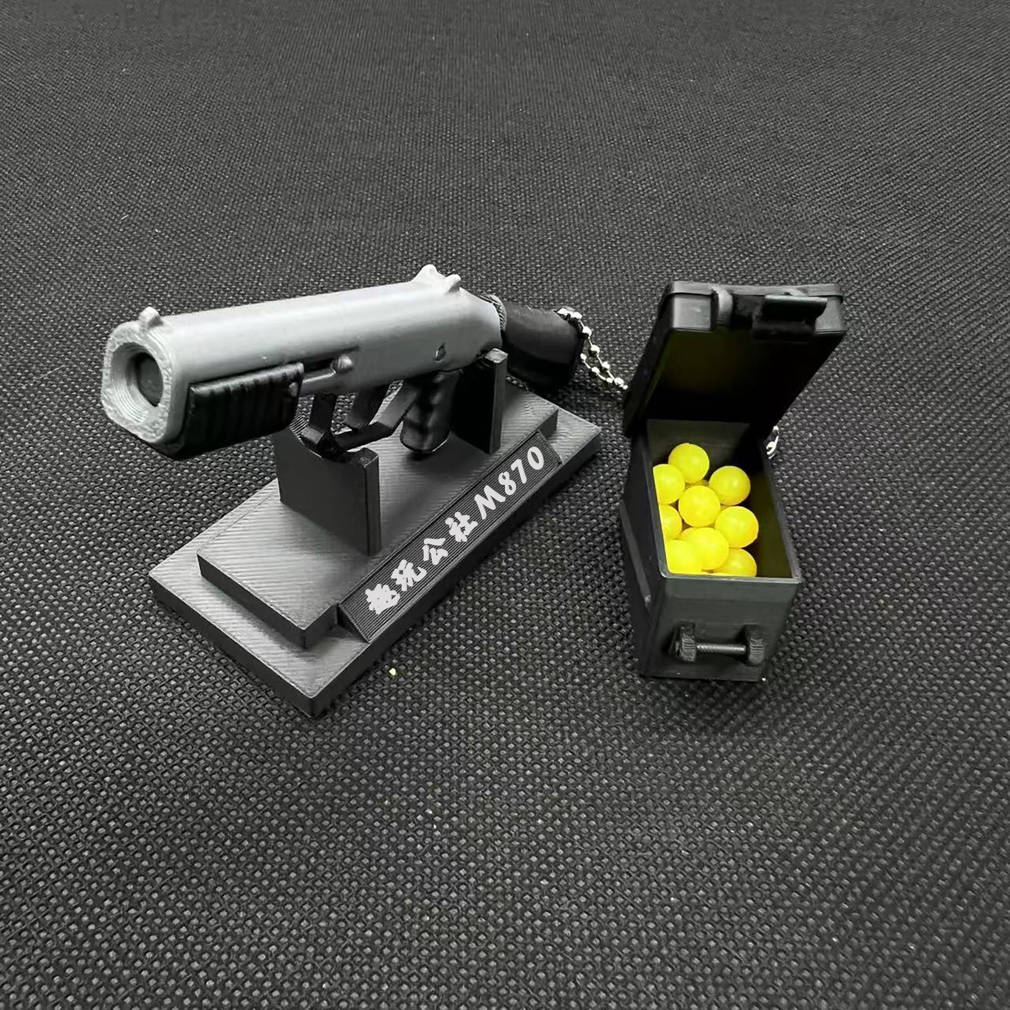 3D打印M870霰弹迷你玩具手指解压可发小球潮流钥匙扣背包挂件弹夹