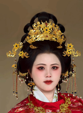 原创 韶华 明制唐风汉服发冠重工流苏发钗套装古风配饰头饰
