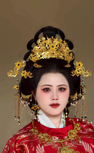 原创 韶华 明制唐风汉服发冠重工流苏发钗套装古风配饰头饰