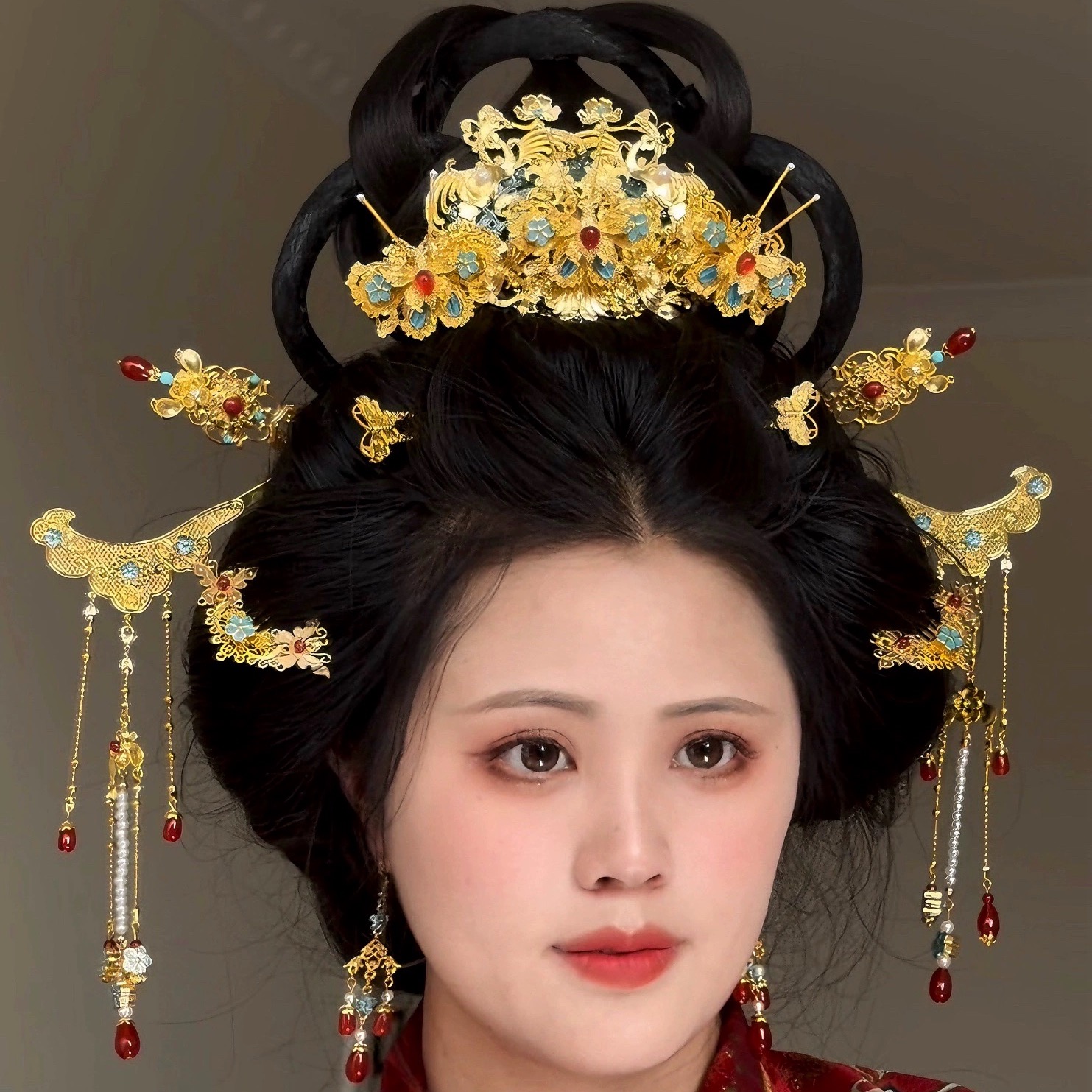 原创 玉华 明制重工发冠流苏发钗套装发饰古风头饰汉服配饰百搭