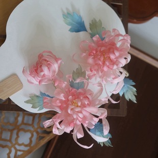 原创 砚秋 真丝烫花菊花发饰汉服头饰贵气氛围感烫花古风