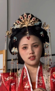 原创 来仪 古风汉服汉服凤凰大气烧蓝重工流苏发冠发簪