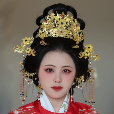 原创 韶华 明制唐风汉服发冠重工流苏发钗套装古风配饰头饰