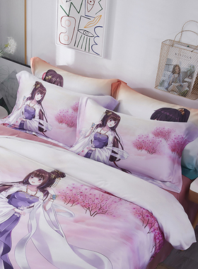 通灵妃床上用品四件套学生宿舍简约被套柔软床单枕套HT210602