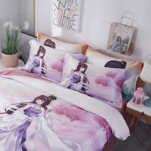 通灵妃床上用品四件套学生宿舍简约被套柔软床单枕套HT210602