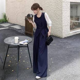 女2025秋季 衫 222整套休闲套装 一B157 新假两件衬 青色冷淡系穿搭款