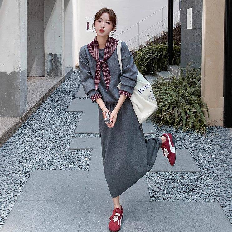 新灰色松弛感卫套C090-892装裙女季2025衣年款休闲减龄秋工装半身
