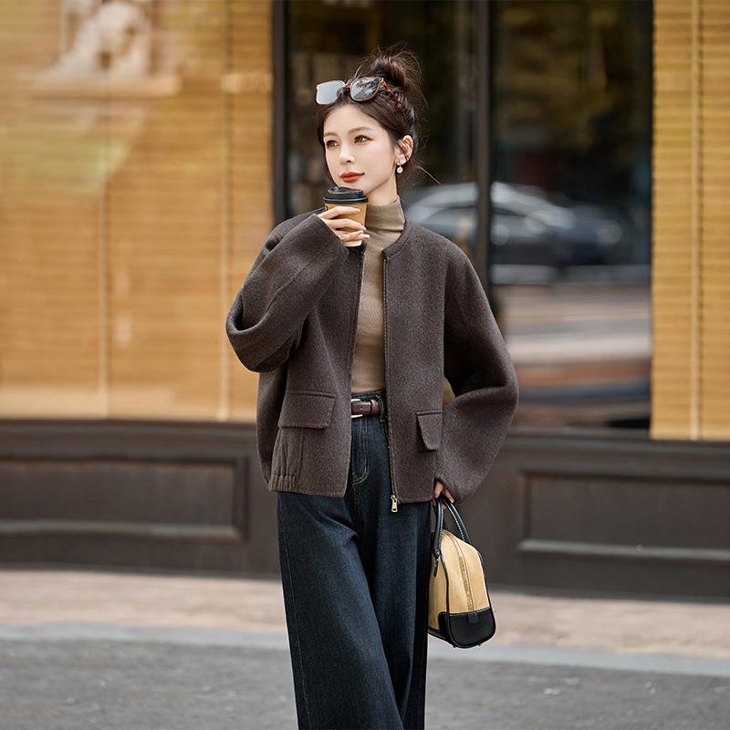 高感双面羊2毛大衣女20百HE5125-05秋冬新款轻奢时尚搭级羊毛呢外