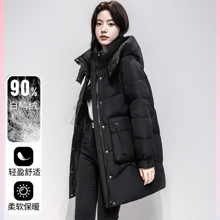 2撤柜贸正品中长款羽绒服女025冬新款白鸭绒连帽外加52-8811厚保