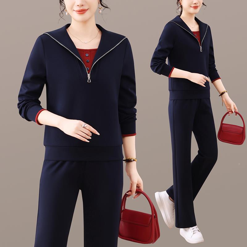 休闲运动服秋套装女2牌025季高档品减龄轻妈年妈装外套卫衣963481