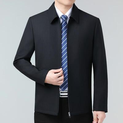 秋季中1688-J男士搭羊毛夹克爸爸装翻领休闲商政部公务年干员百外