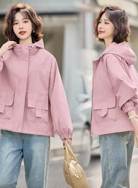 短款外悦25815套女个春尚季新款女装子时宽松休小闲百搭连帽夹克