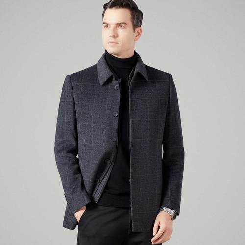 羽绒脱卸双面呢大衣男冬季中年毛内外套中长呢款羊毛胆868-C爸爸