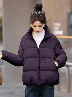 级感白色短款羽绒服女冬高年款小ZGUO8155新个子时尚服白鸭绒面包