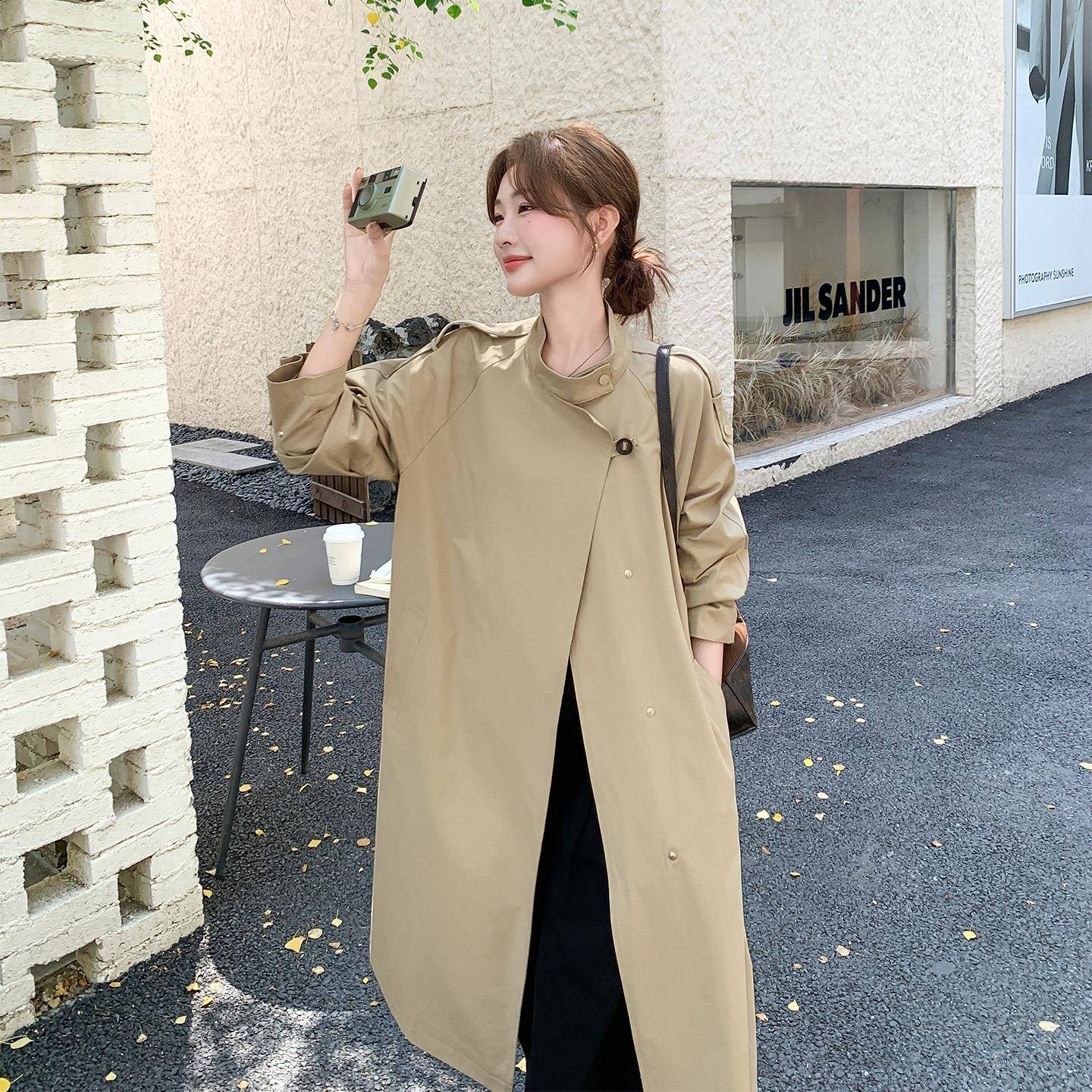 卡C126-511其级2韩系高感廓形风衣外套女025秋英伦风气质中长色款