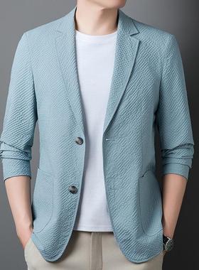 专柜高端男装春季色西时尚中青年百搭薄款西服99126单设计外感纯