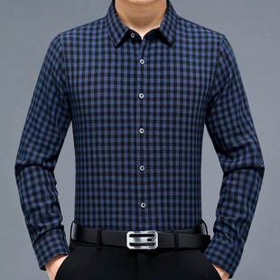 烫长袖 免衬衣 商务休闲中年男式 秋季 衬衫 男士 子新款 格时尚