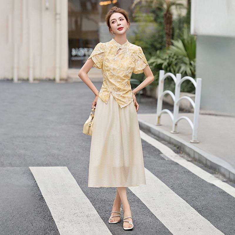 1时尚套装衣2025新款新中式气质绣花HE5055-0不则上半裙两件套裙