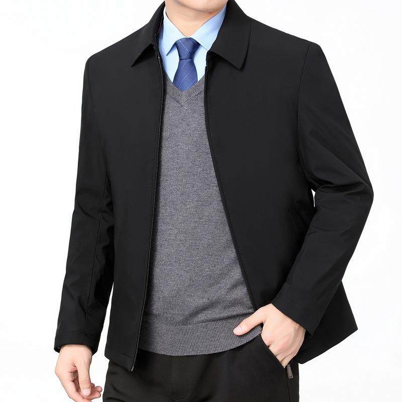 年9982-U棉衣中男翻领蚕丝薄棉服中老年季加厚夹克外套爸冬爸装