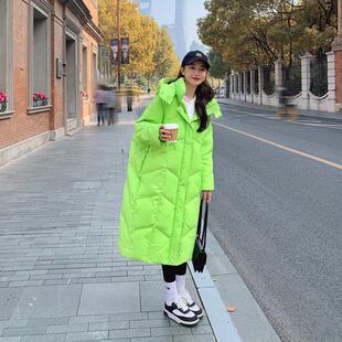 年白色过膝长款白绒羽绒拉服女冬装时尚款连帽链面ZXIANG8包鸭服