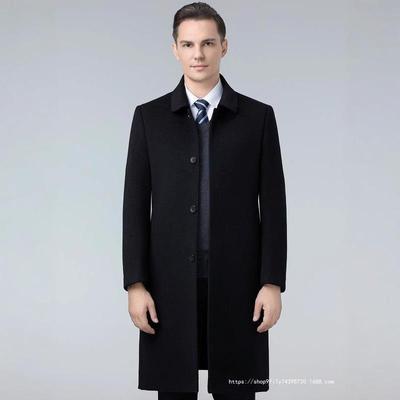 羊绒大衣男长中款款翻领中年8808-PL羊毛呢商务休闲子冬季厚羽绒