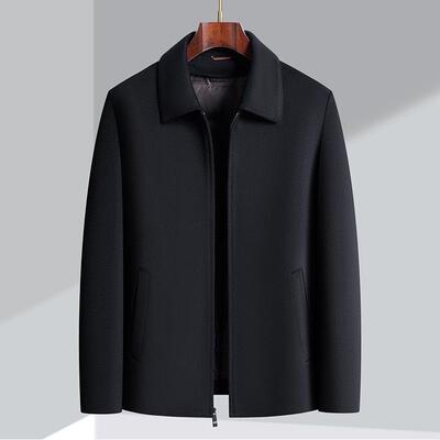 短款羊绒大毛衣男绒内胆中老夹11301羽克羊呢爸年爸装加厚翻领外