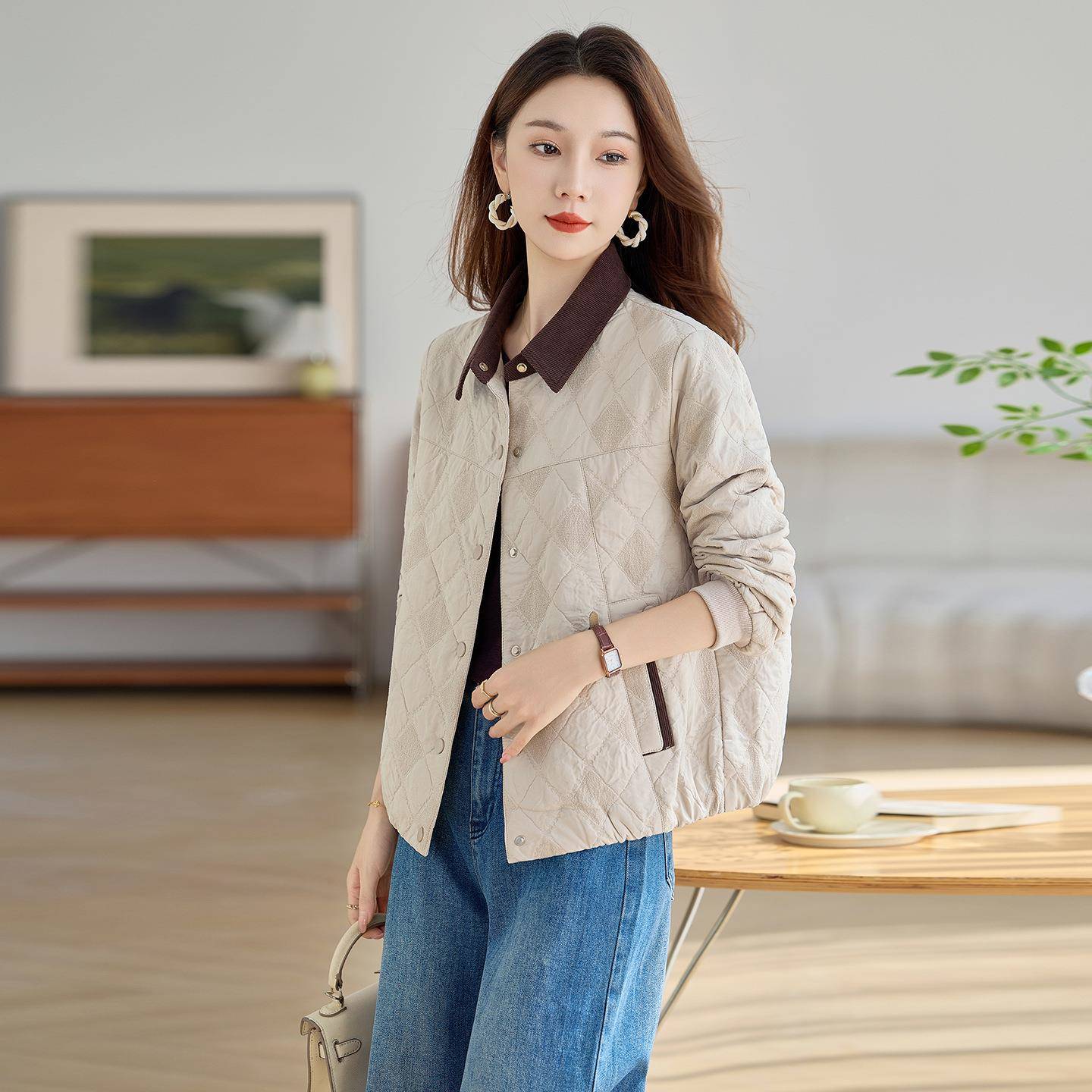 20YU8965外25秋季新款女装洋气时尚质休闲百搭上衣减龄翻领气套 Y