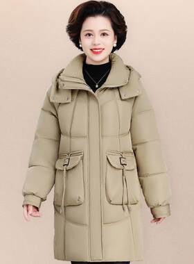 老年棉衣中长款棉服84201576女胖中妈妈厚装外套中年秋冬装加绒加