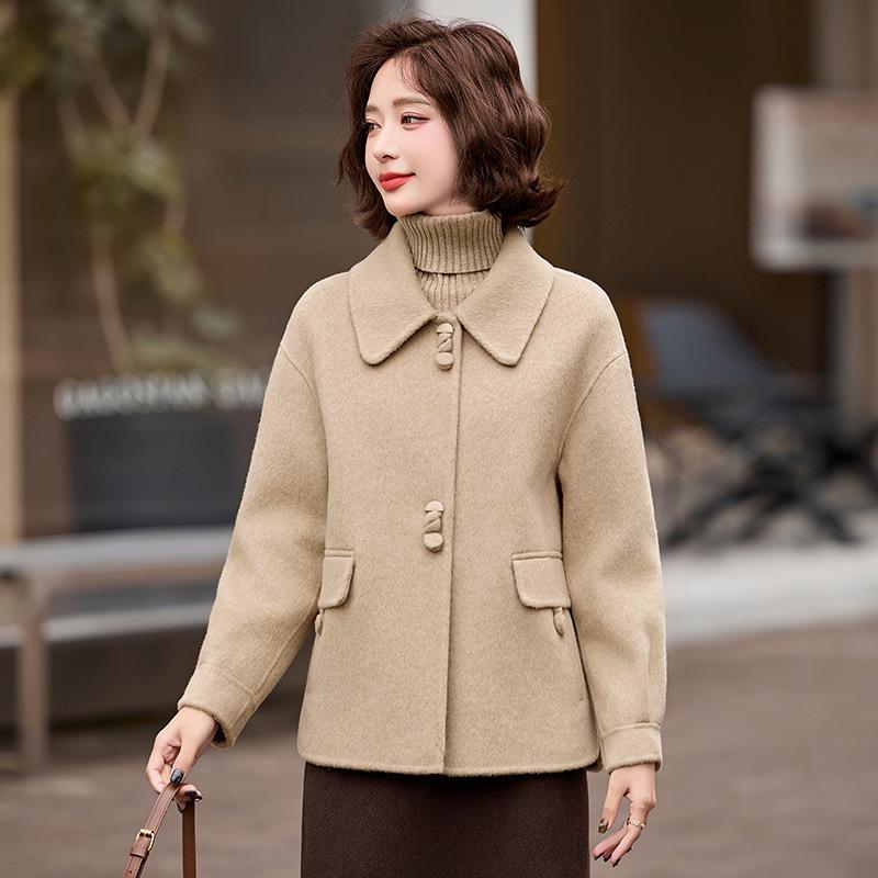 面宽羊毛大衣女2024冬新款小子松YX86311-减双龄个时尚羊毛呢外套