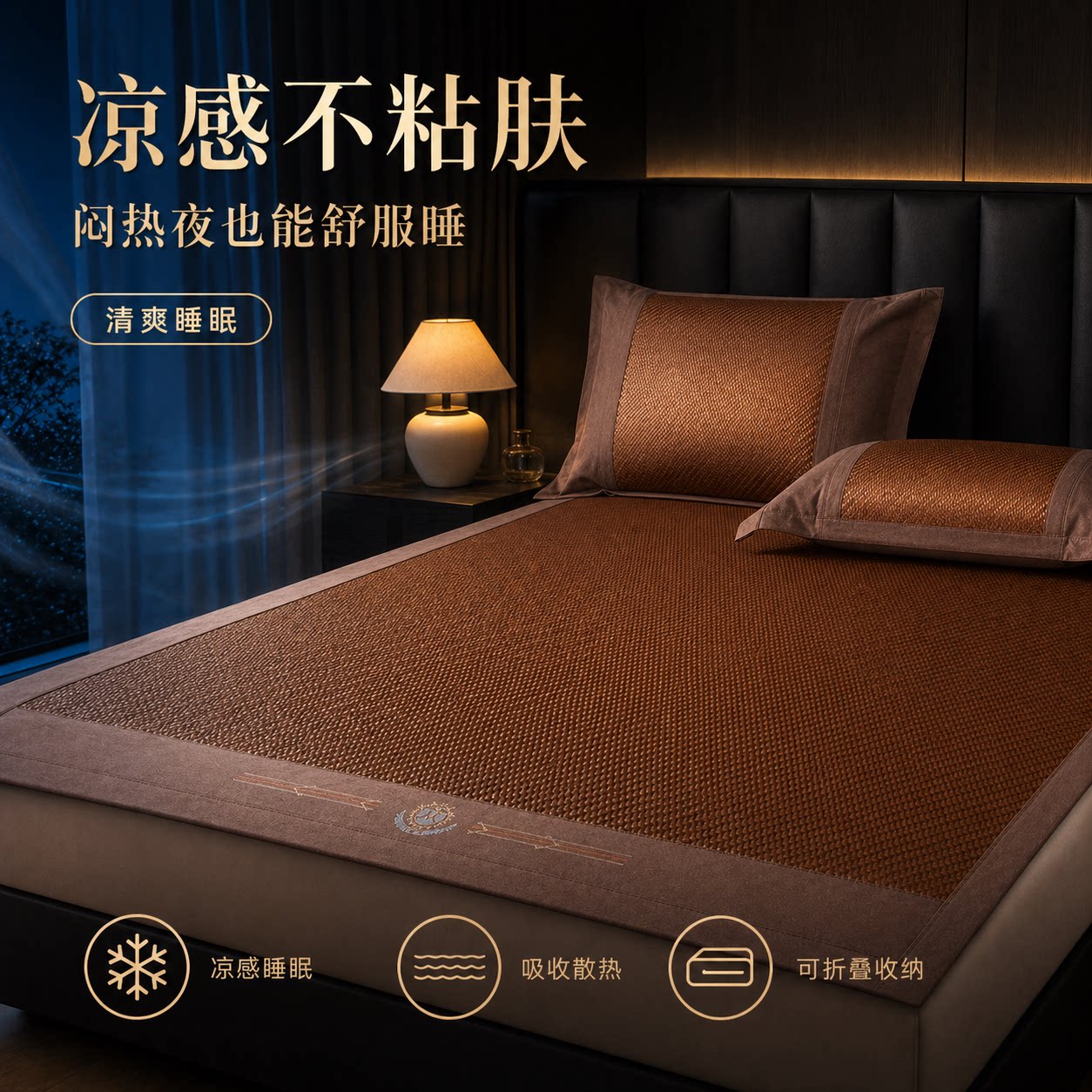 凉感PE藤席双面可折叠透气