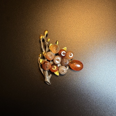 开花的橄榄 Vintage古着 Agate Branch花束胸针