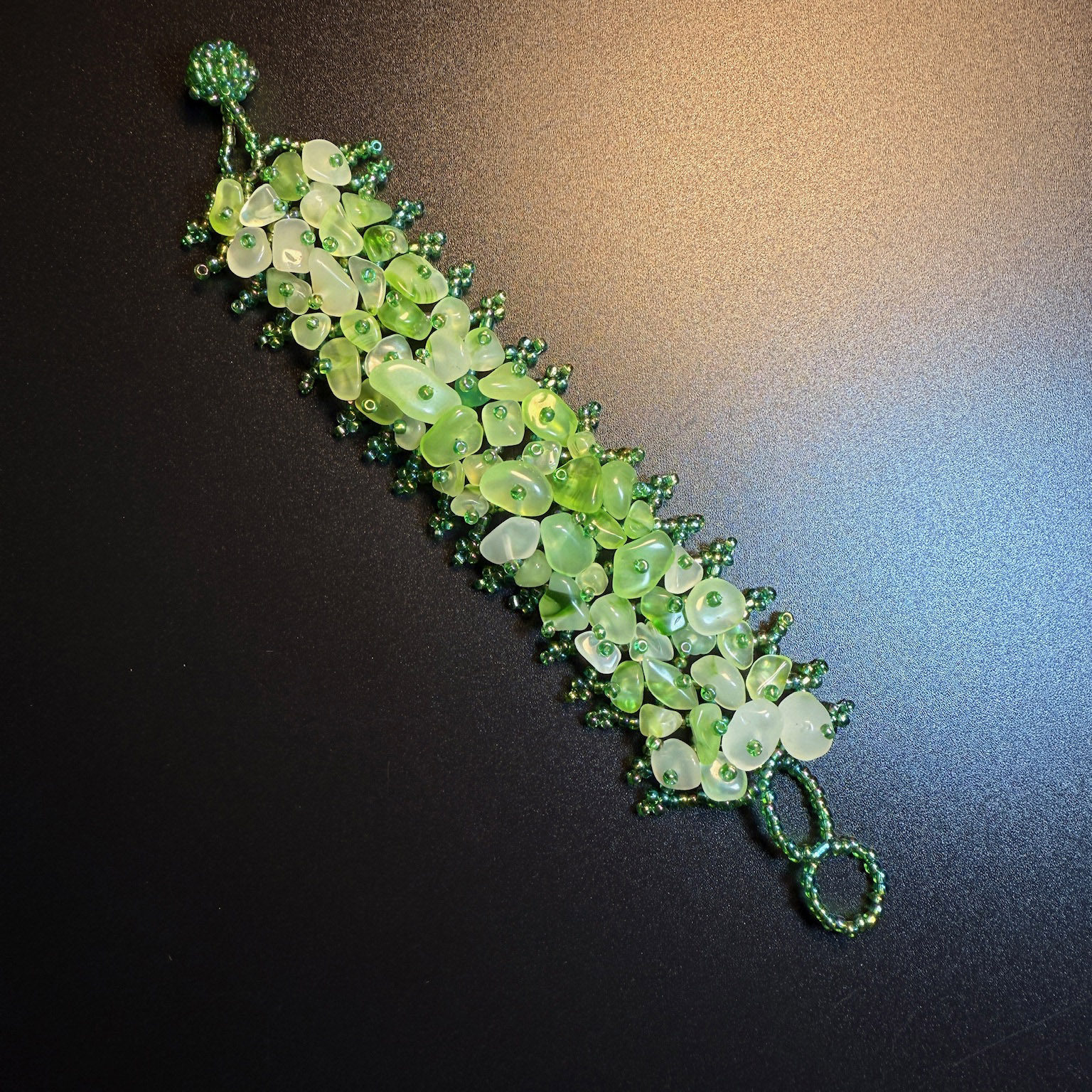 开花的橄榄 Vintage古着 Verdant Weave绿色森系天然石串珠手链