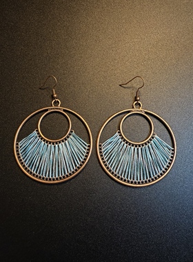 开花的橄榄 Vintage古着 Artisan Circle蓝色大圆圈耳环 夸张耳饰