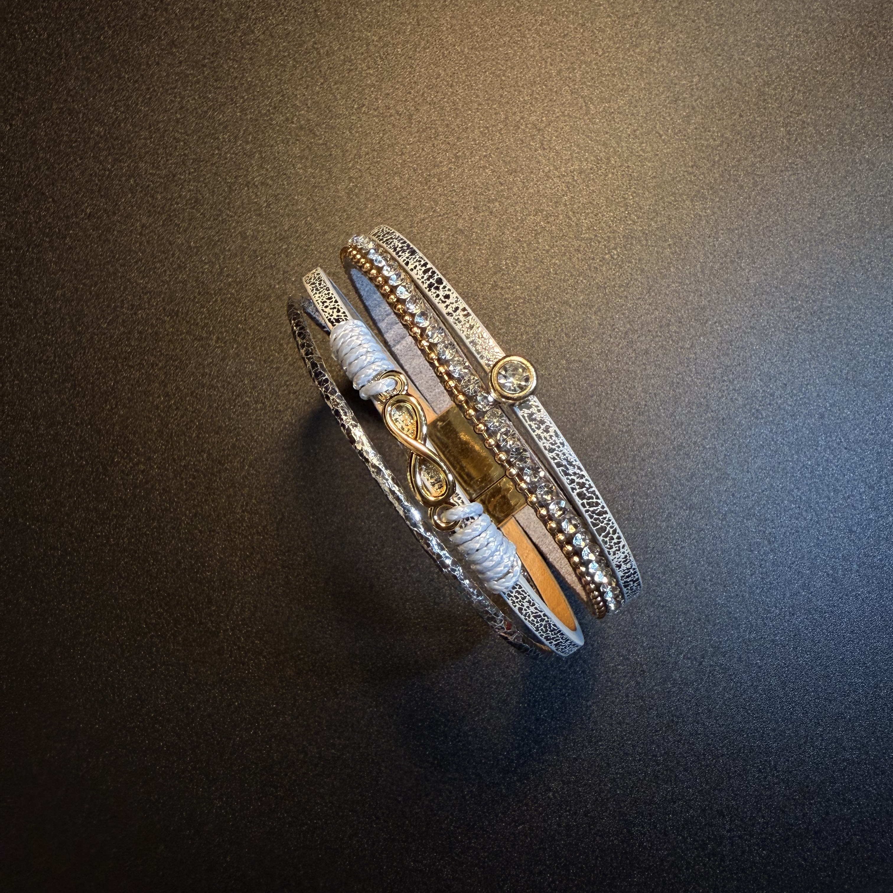 开花的橄榄 Vintage古着 Glam Layered Cuff皮革手环 手链镯