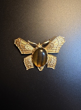 开花的橄榄 Vintage古着 Bronze Moth棕色蝴蝶胸针