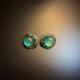 耳环 开花 耳饰 Mint Glam绿色圆形耳钉 橄榄 Vintage古着