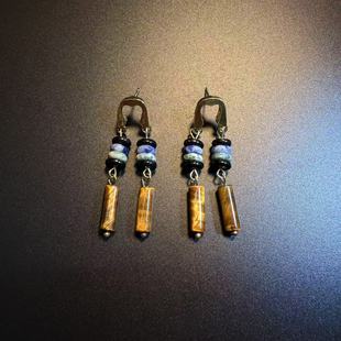 橄榄 耳环 Vintage古着 Tassels耳钉 耳饰 Bead 开花