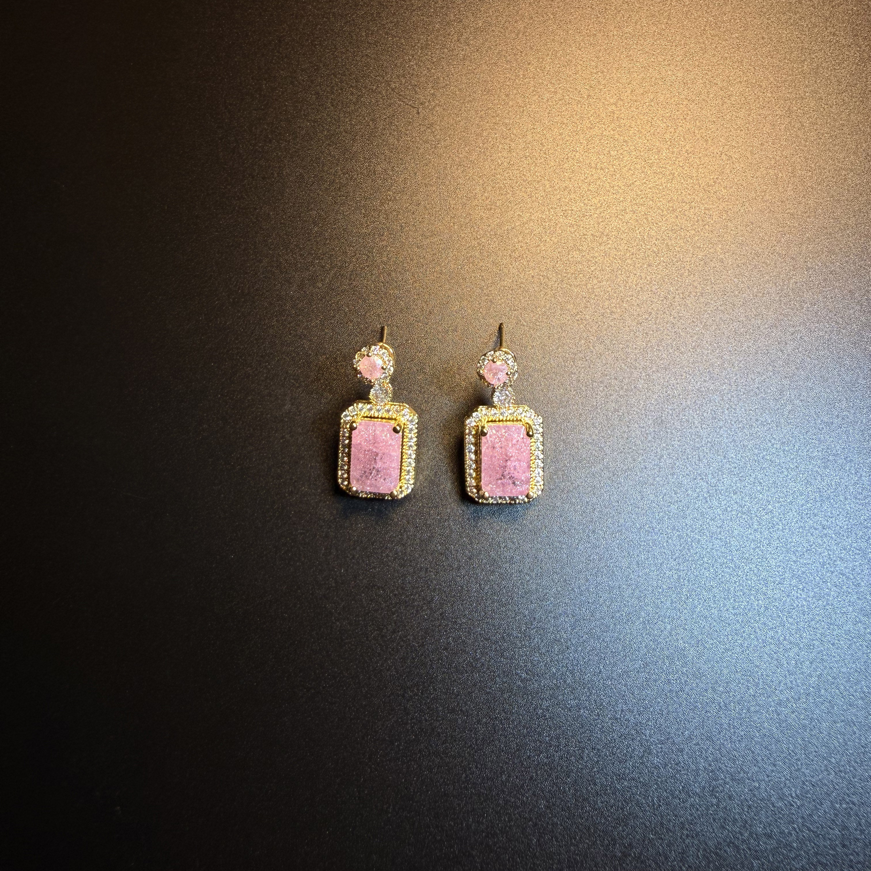 开花的橄榄 Vintage古着 Pink Sugar粉色方糖锆石耳钉 耳环 耳饰图片