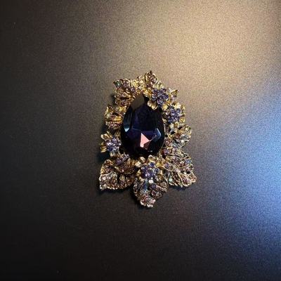 开花的橄榄 Vintage古着 Ornate Purple紫色胸针