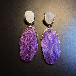 橄榄 Purple紫色耳环 Vintage古着 耳饰 Pearl 开花