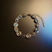 开花 Links捷克钻手链 Enamel 橄榄 Vintage古着