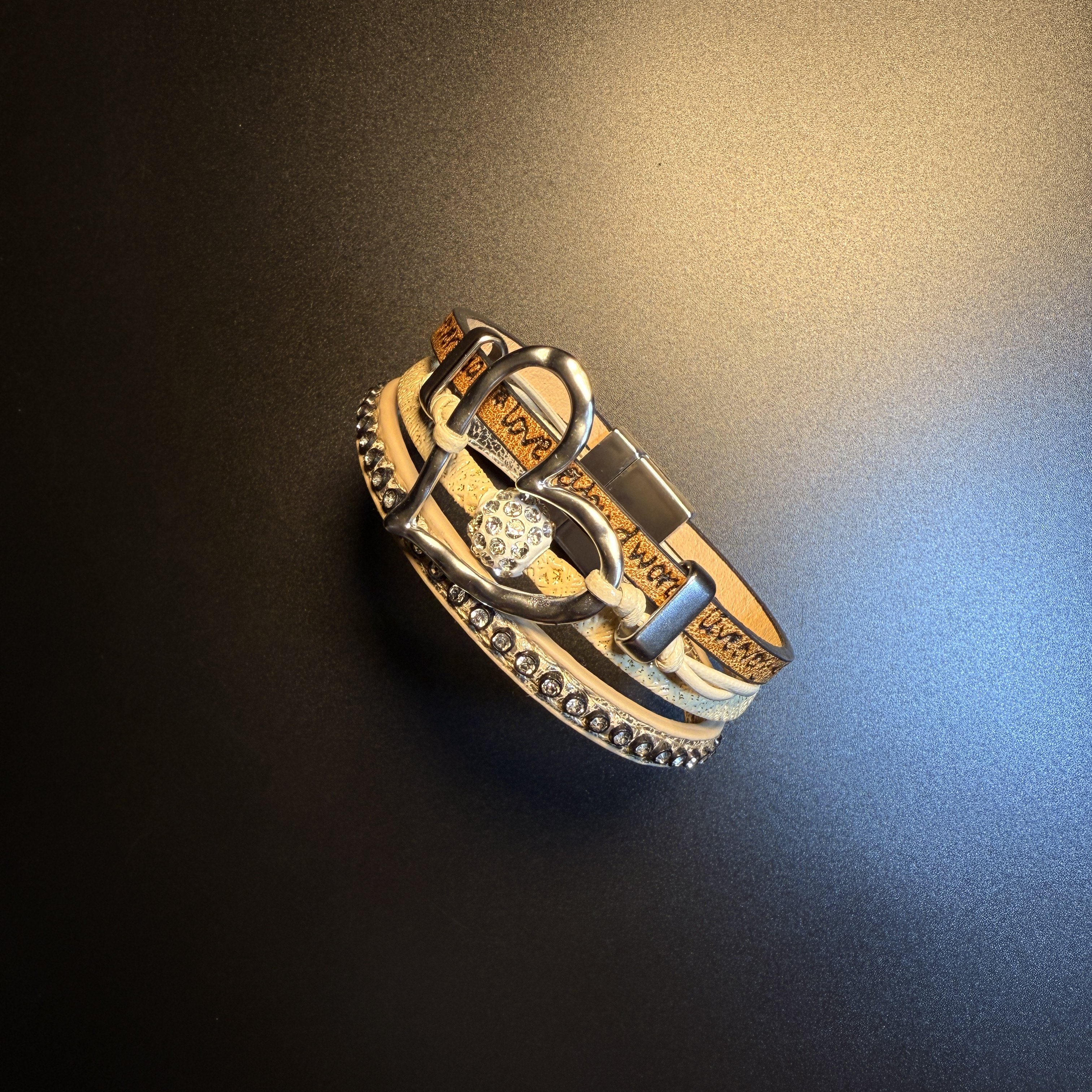 开花的橄榄 Vintage古着 Love Bracelet棕色爱心皮革手链 手环