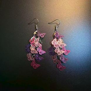 开花的橄榄 Vintage古着 Butterfly Whispers紫色蝴蝶耳环 耳饰