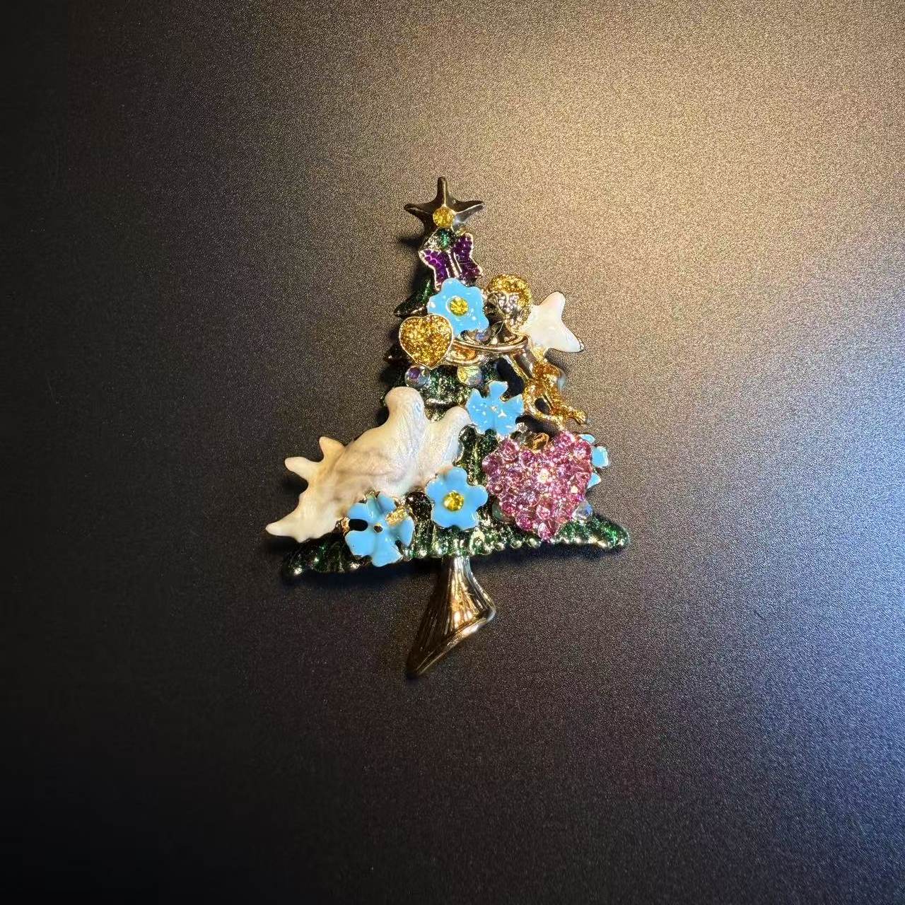 开花的橄榄 Vintage古着 Festive Tree Brooch圣诞树胸针